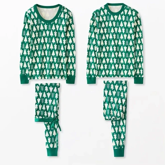 Hanna Andersson Christmas tree pajama long John Large PJ’s Jammies organic adult - Picture 3 of 16
